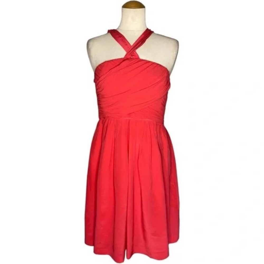 Coral Silk Cocktail Dress